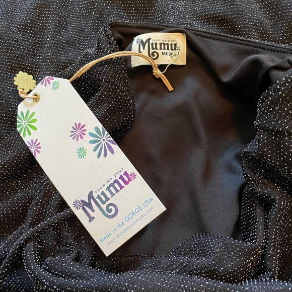 NWT Show Me Your MuMu Shimmery Black Dress - Picture 8 of 14